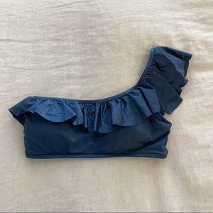 Seafolly Blue Ruffled One Shoulder Bikini Top